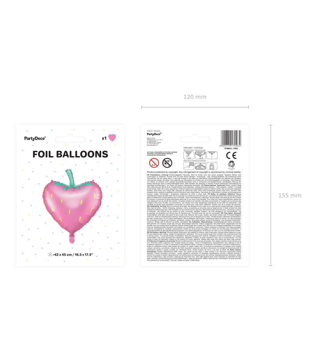 Jahoda fóliový balónek