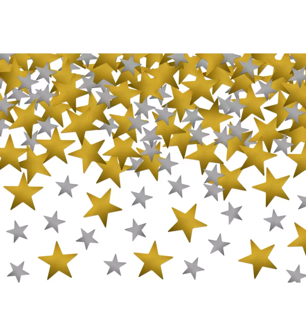 Konfety malé hvězdičky - zlaté a stříbrné