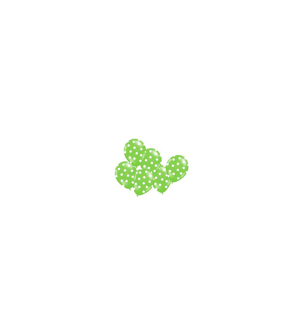 Balónek pastelový zelený - bílé puntíky - 6 ks