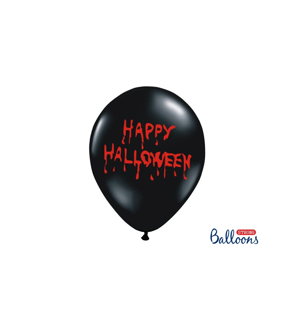 Balónek pastelový černý - Happy Halloween - 6 ks