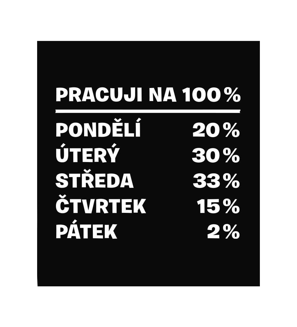 Pánské triko černé - Pracuji na 100%