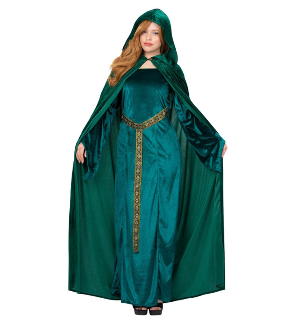 Luxusní zelený plášť pro čarodějnici