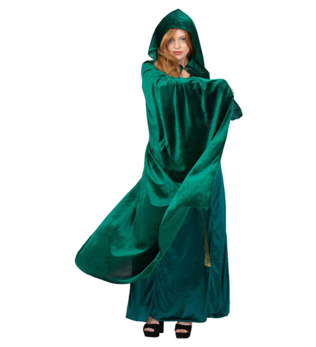Luxusní zelený plášť pro čarodějnici