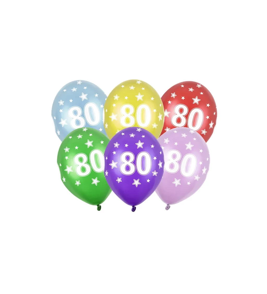 Balónek metalický - číslo 80 - 6 ks
