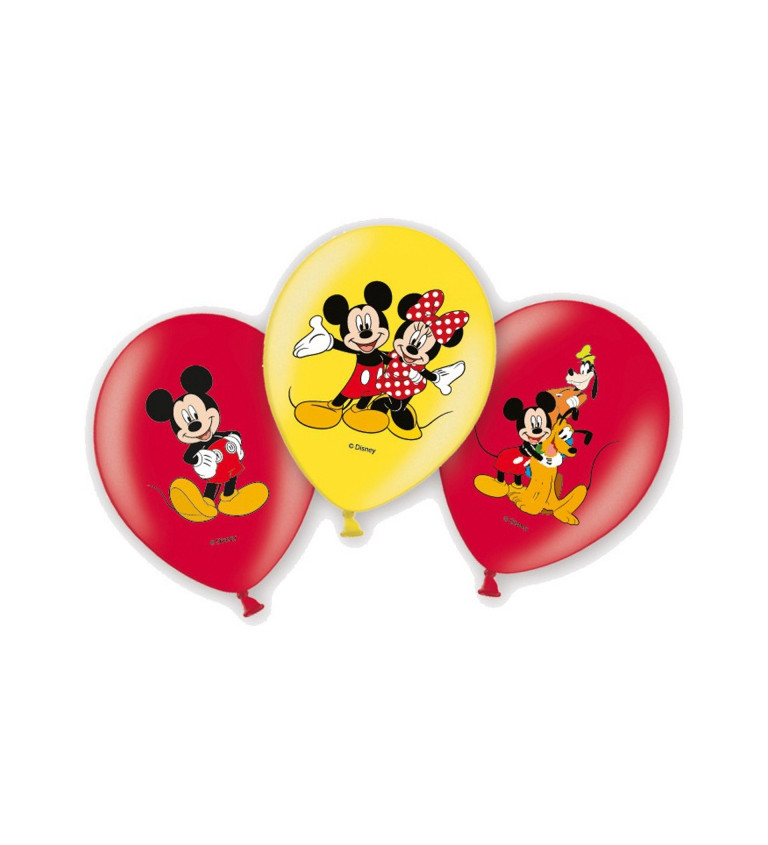 Červené a žluté balónky Mickey mouse