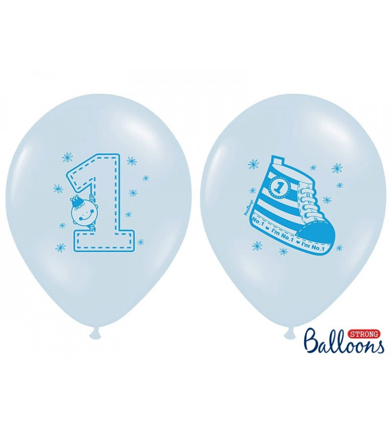 Balónek pastelový - 1. narozeniny - kluk - 6 ks