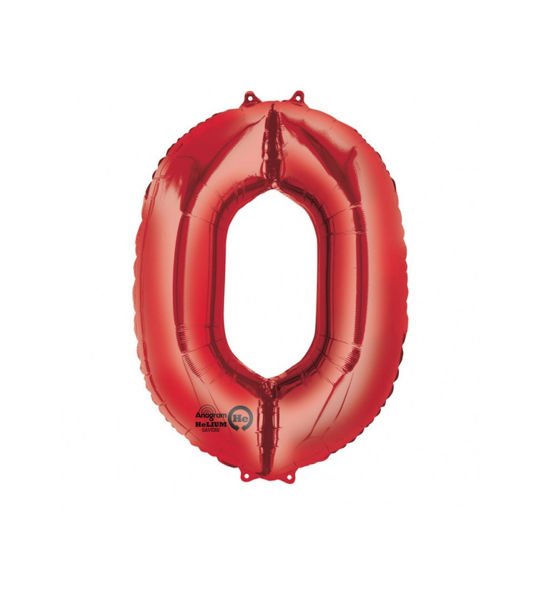 Fóliový balónek červený - velké číslo 0