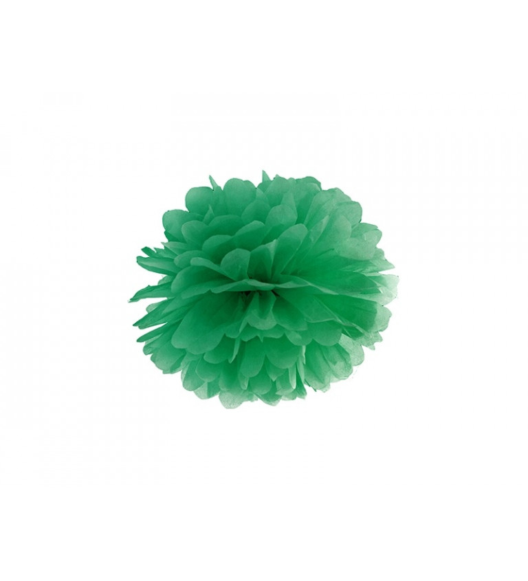 Dekorace koule pom pom - smaragdově zelená