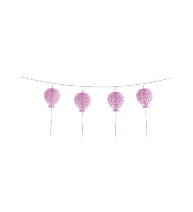 Papírová girlanda s růžovými balónky