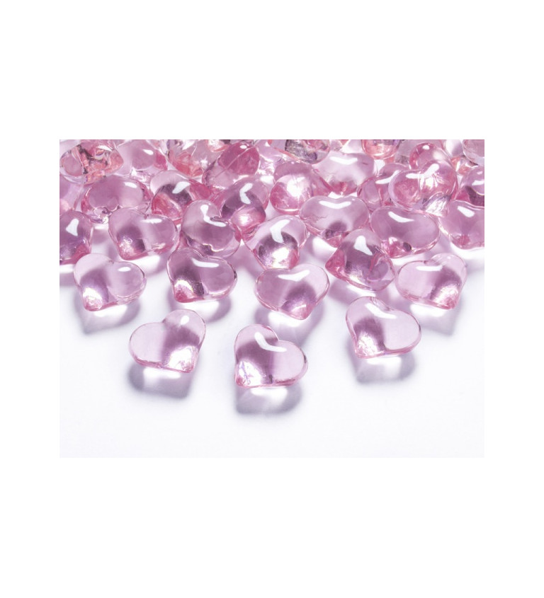 Světle růžová krystalová srdíčka