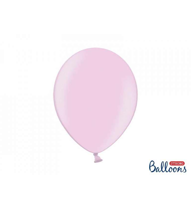 Balónek metalický - světle růžový - 10 ks