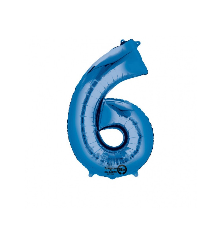Fóliový balónek modrý - velké číslo 6