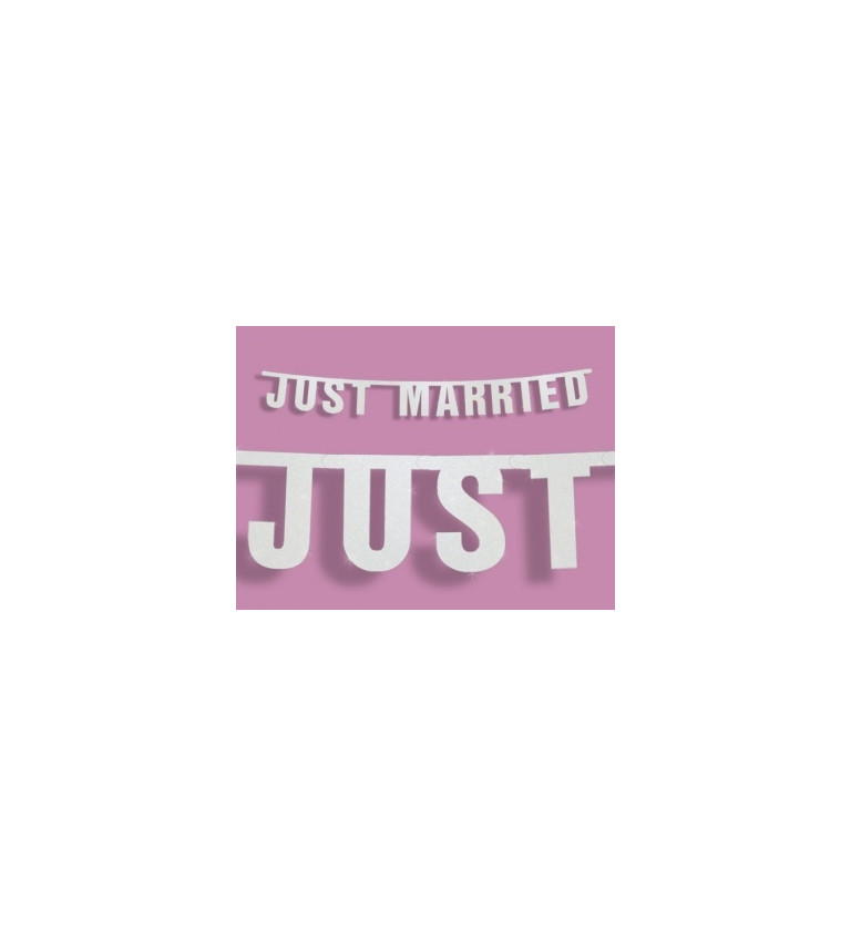 Svatební girlanda "JUST MARRIED" - bílá