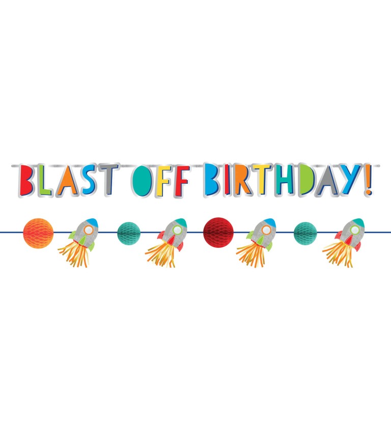 Blast off Birthday - Girlanda Vesmír