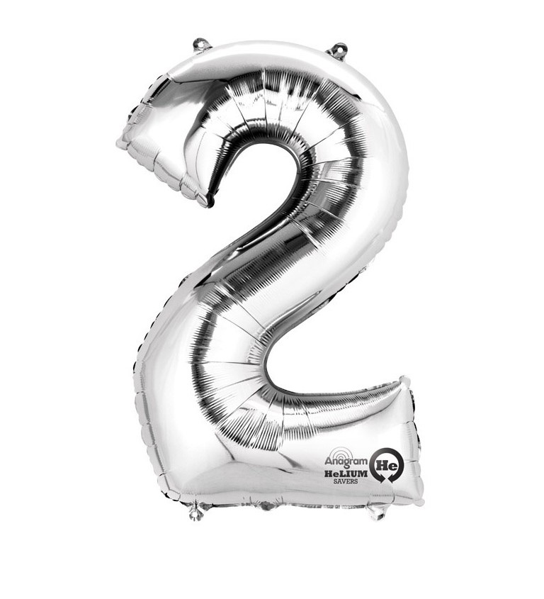 Fóliový balónek stříbrný - velké číslo 2