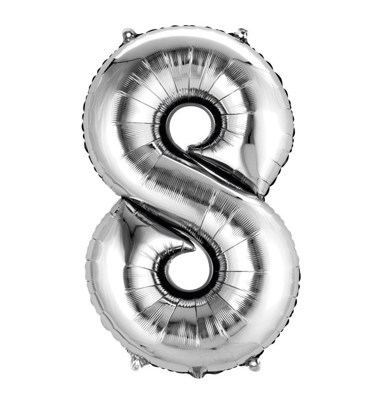 Fóliový balónek stříbrný - velké číslo 8