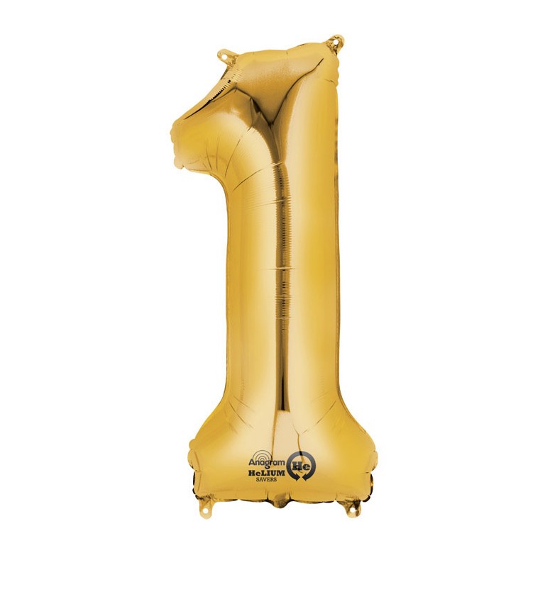 Fóliový balónek zlatý - velké číslo 1