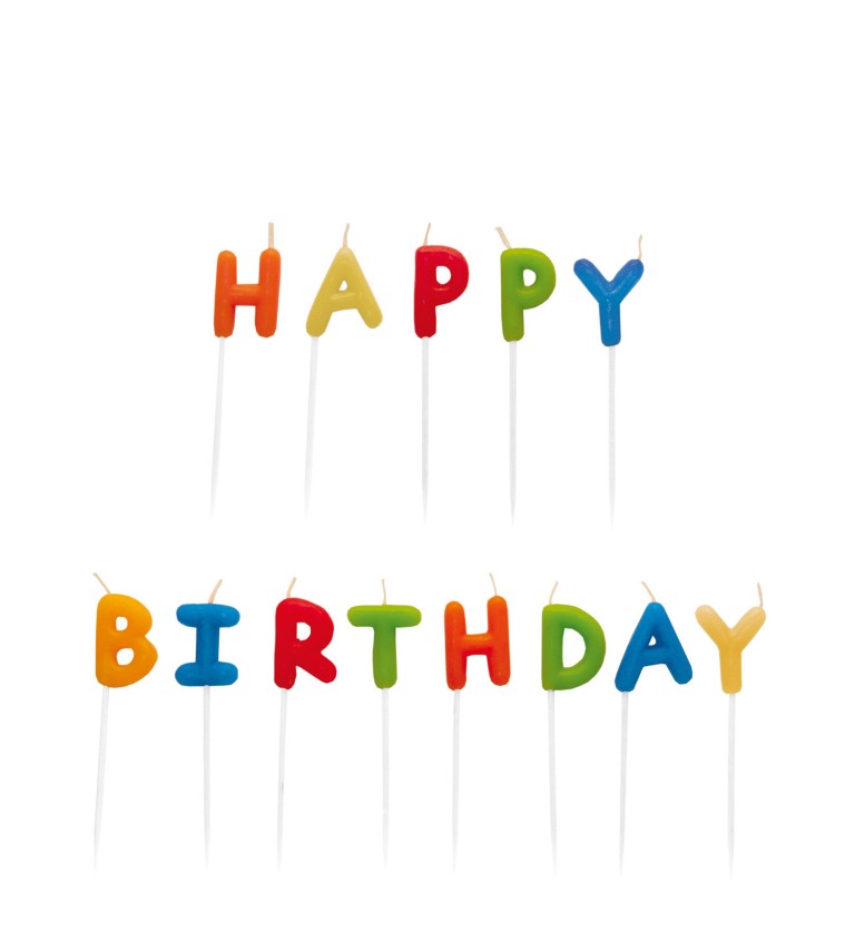Barevné dortové svíčky - Happy birthday II