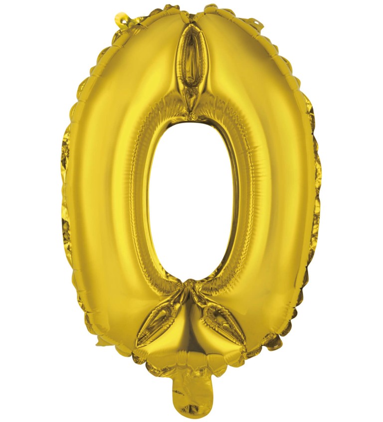 Zlatý fóliový balónek číslo 0 - mini