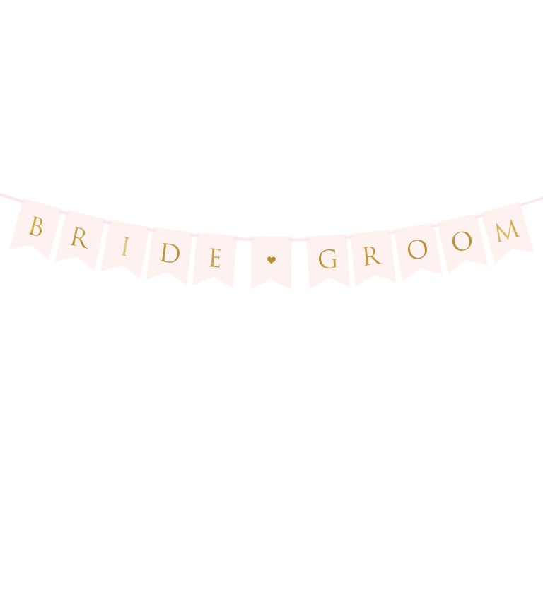 Girlanda Bride Groom - růžová