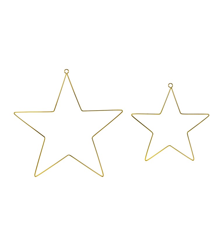 Dekorační kovové hvězdy - zlaté