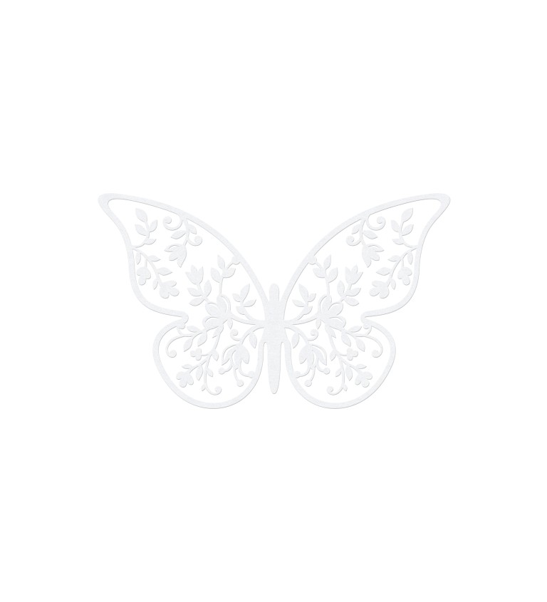 Dekorace papírová vzorovaní motýlci - bílá