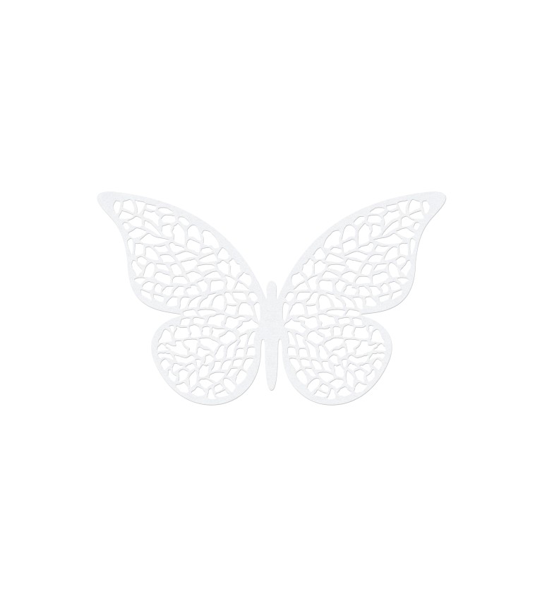 Dekorace papírová vzorovaní motýlci II - bílá
