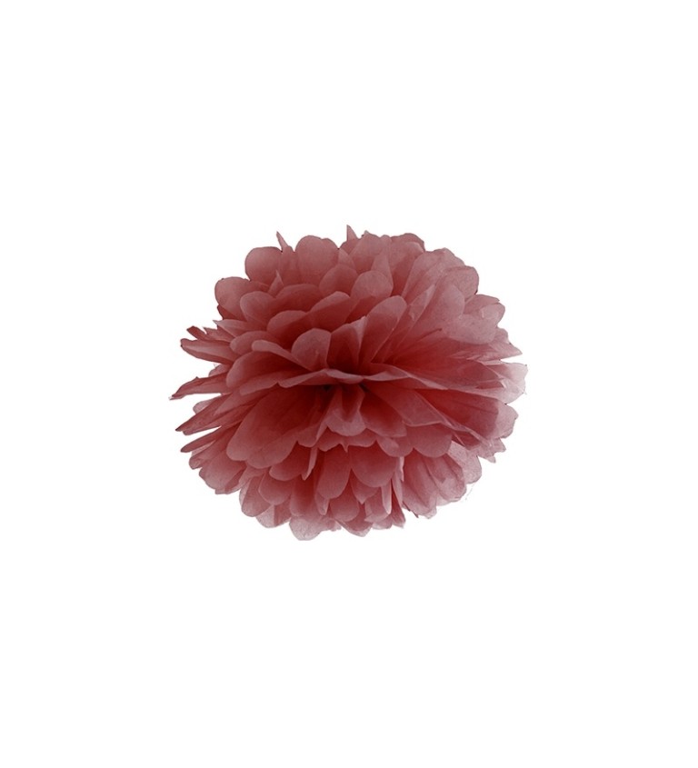 Dekorace koule pom pom - tmavě červená
