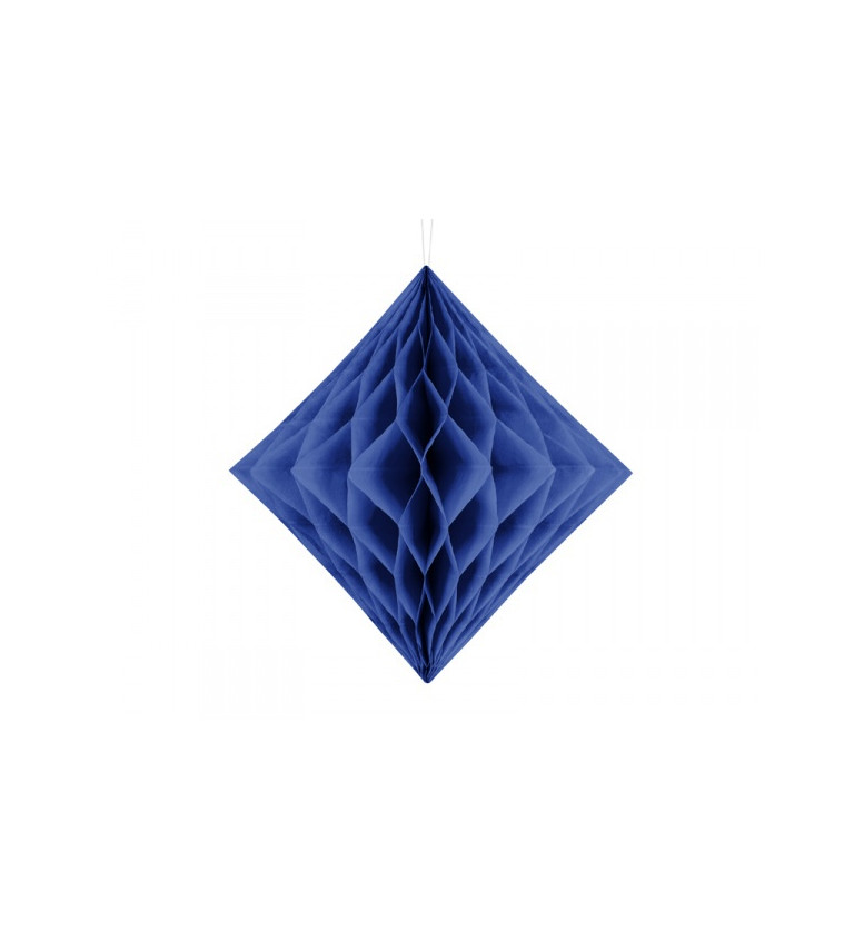 Papírová dekorace ve tvaru diamantu - Tmavě modrá 20 cm