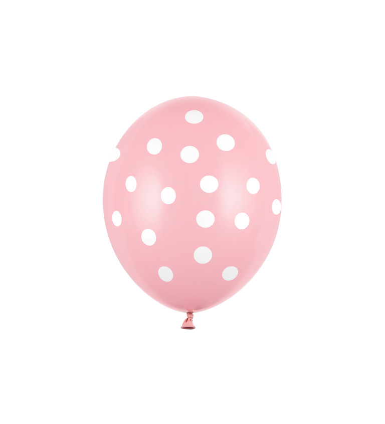 Balónky pastelové světle růžové - bílé puntíky - 50 ks