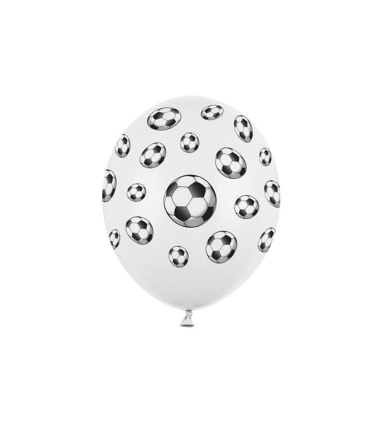 Balónek pastelový bílý - fotbal - 6 ks
