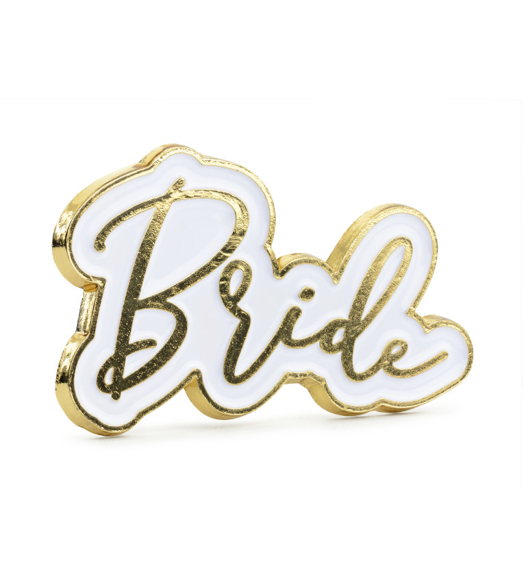 Zlato-bílý odznak Bride