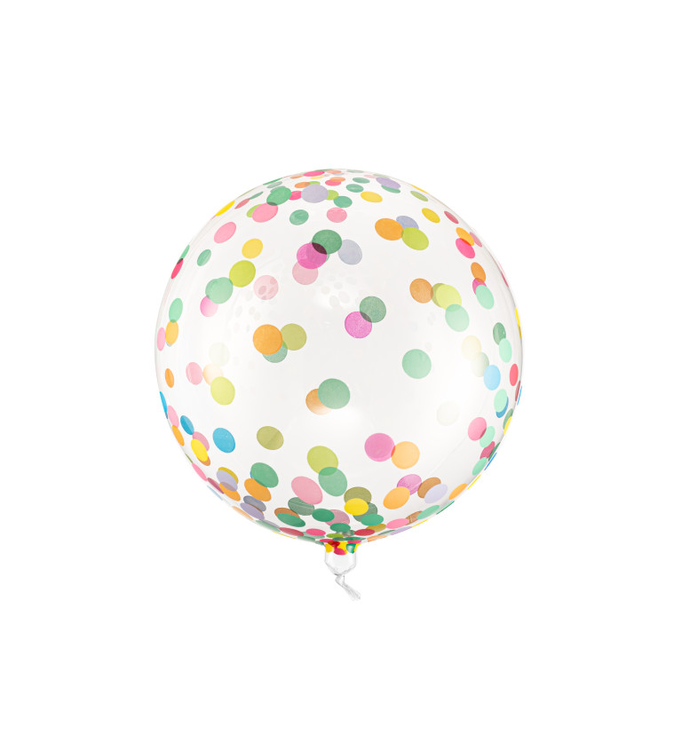 Průhledný balónek s barevnými puntíky