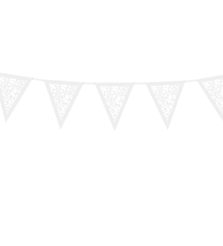 Girlanda vzorované praporky - bílá