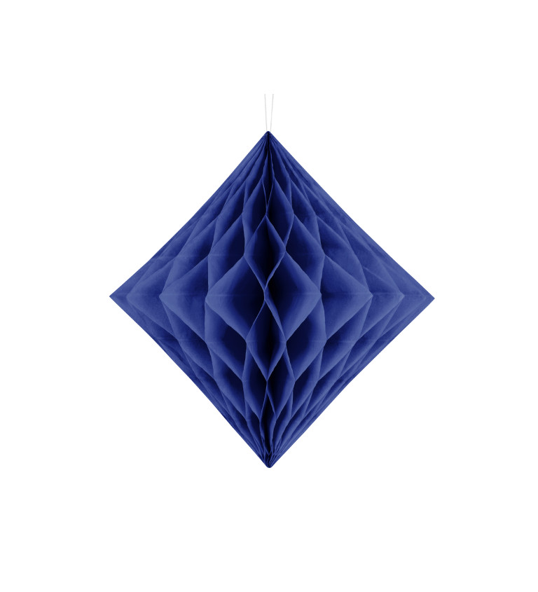 Papírová dekorace ve tvaru diamantu - Tmavě modrá 30cm
