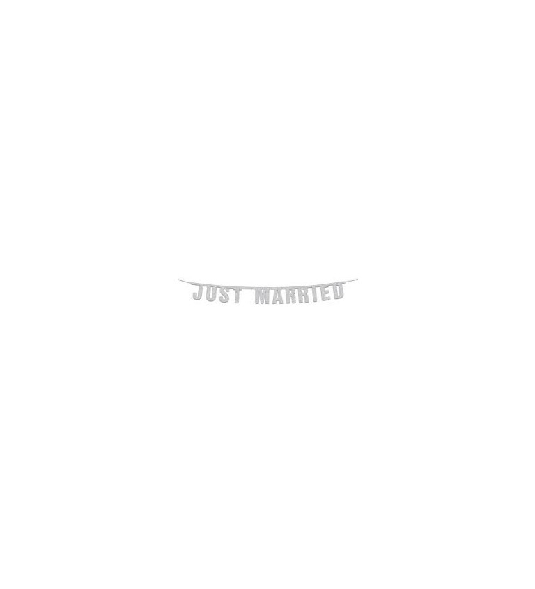 Svatební girlanda "JUST MARRIED" - stříbrná