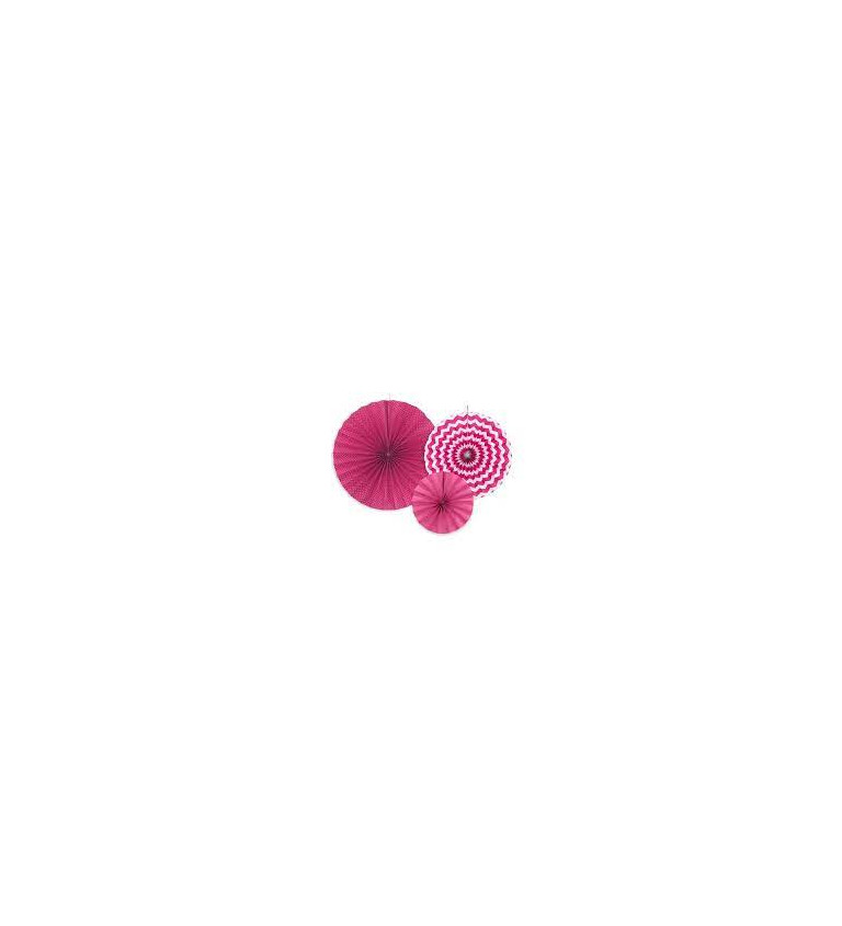 Závěsné rozety - růžové pruhy - 3 ks