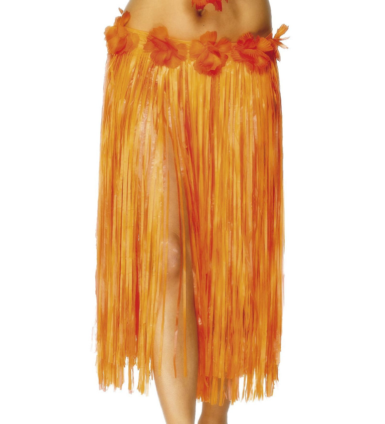 Dlouhá oranžová havajská sukně