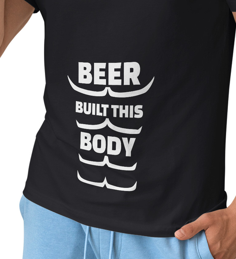 Pánské triko černé - Beer built this body