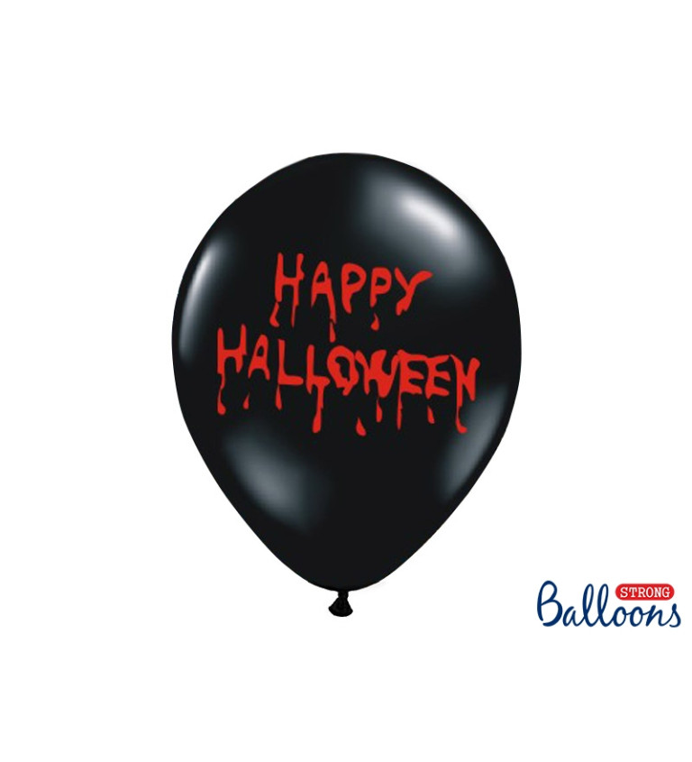 Balónek pastelový černý - Happy Halloween - 6 ks