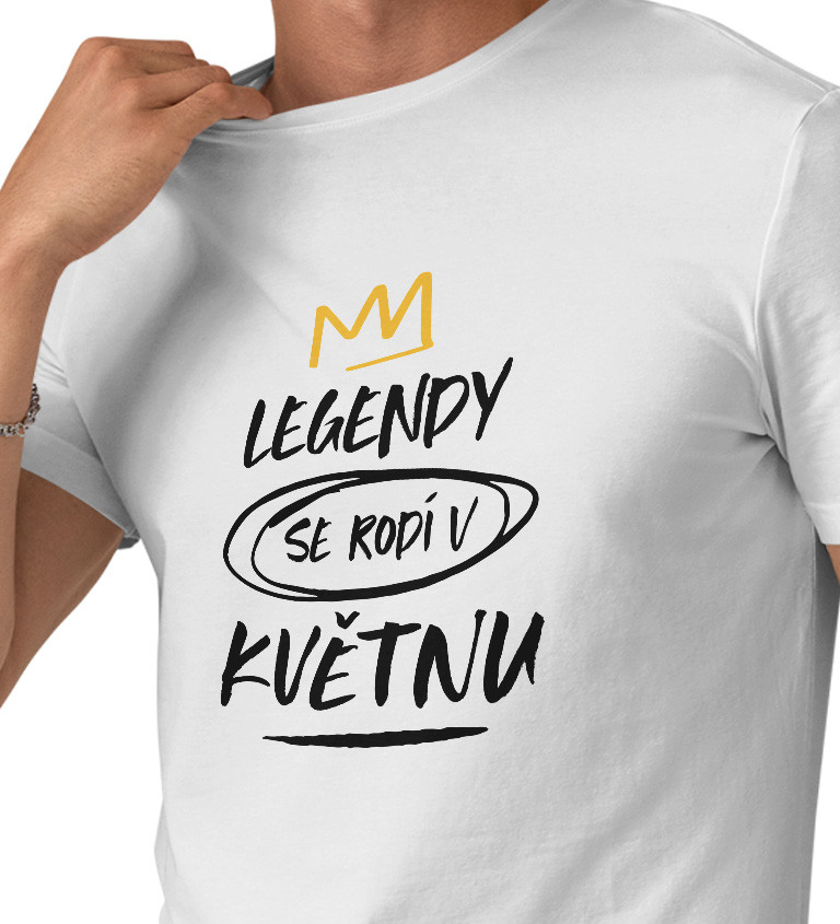 Pánské triko bílé - Legendy se rodí v květnu