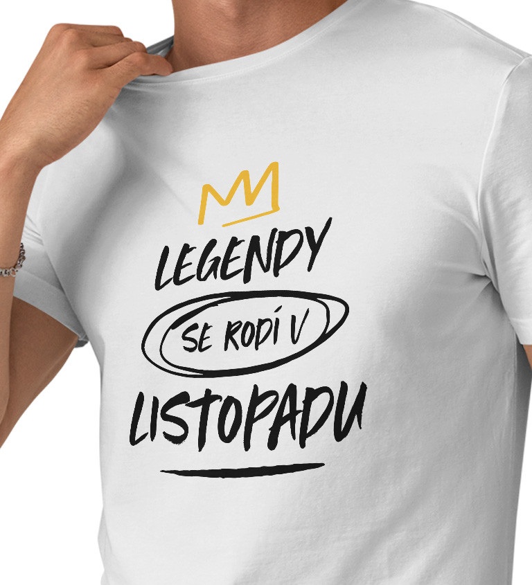 Pánské triko bílé - Legendy se rodí v listopadu