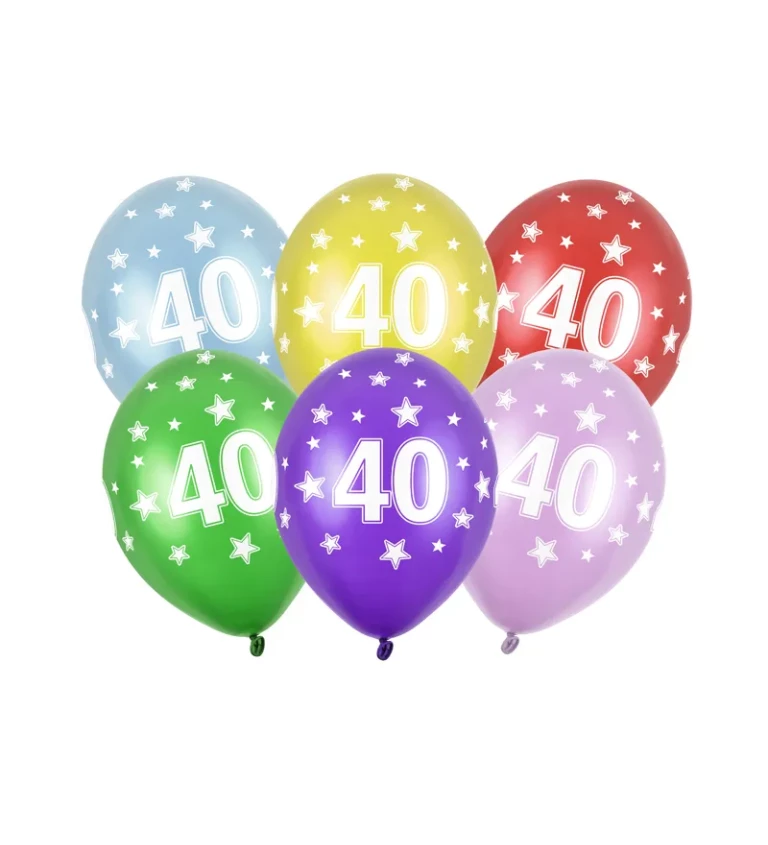 Balónek metalický - číslo 40 - 6 ks